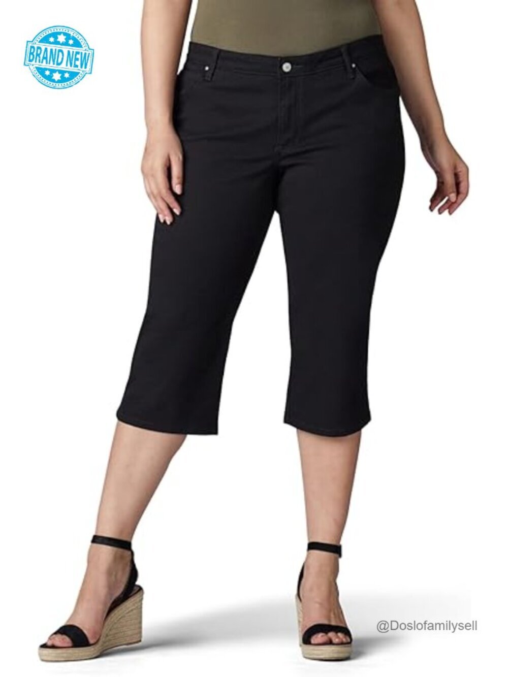 Plus Size Relaxed Fit Denim Capri Jean - Cotton Blend Stretch